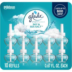 Glade PlugIns Refills Air Freshener, Scented and Essential Oils for Home and Bathroom, Cashmere Woods, 6.7 Fl Oz, 10 Count(Sky & Sea Salt)