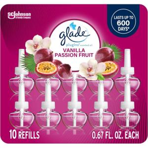 Glade PlugIns Refills Air Freshener, Scented and Essential Oils for Home and Bathroom, Cashmere Woods, 6.7 Fl Oz, 10 Count(Vanilla Passionfruit)