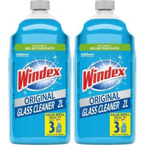 Windex Glass and Window Cleaner Spray Bottle, Packaging Designed to Prevent Leakage and Breaking, Surface Cleaning Spray, Original Blue Scent, 23 Fl Oz(67.6 Fl Oz (Pack of 2))