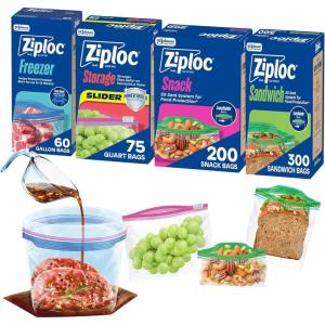 Ziploc Brand 635 Count Food Storage and Sandwich Bags Variety Pack