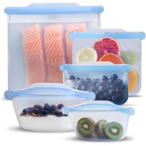 Ziploc Endurables Pouch and Containers Variety Pack, Reusable Silicone Bags and Food Storage Meal Prep Containers for Freezer, Oven, and Microwave, Dishwasher Safe, 5 Total