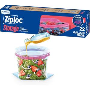 Ziploc Gallon Food Storage Bags, 120ct Total, Stand-Up Bottom, Easy to Fill, 30 Count (Pack of 4)(22 Count)