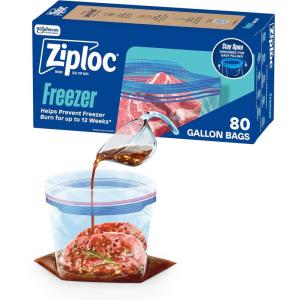 Ziploc Gallon Food Storage Freezer Bags, Stay Open Design, Easy to Fill, 80 count(80 Count)