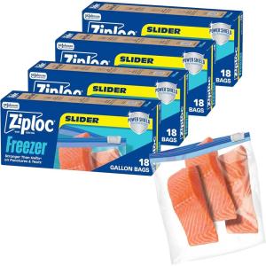 Ziploc Gallon Food Storage Freezer Slider Bags, Durable, 28 Count(72 Count)