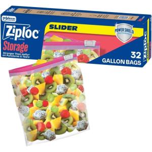 Ziploc Gallon Food Storage Slider Bags, Power Shield Technology for More Durability, 32 Count (Packaging May Vary)(32 Count (Pack of 1))