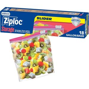Ziploc Gallon Food Storage Slider Bags, Power Shield Technology for More Durability, 68 Count(18 Count)