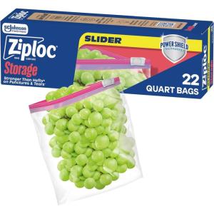 Ziploc Quart Food Storage Bags, Stand-Up Bottom, Easy to Fill, 76 Count(22 Count)