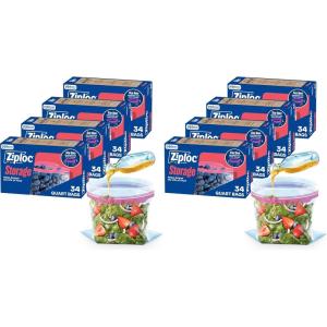 Ziploc Quart Food Storage Bags, Stay Open Design with Stand-Up Bottom, Easy to Fill, 80 Count(136 Count (Pack of 2))