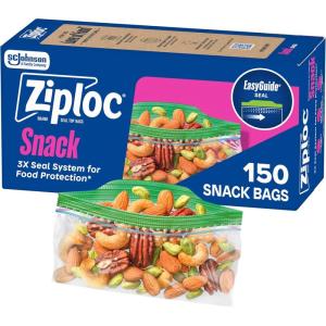 Ziploc Snack Bags, Easy Open and Close, Small Plastic Food Storage Bags, 50 Bags Total(150 Count)