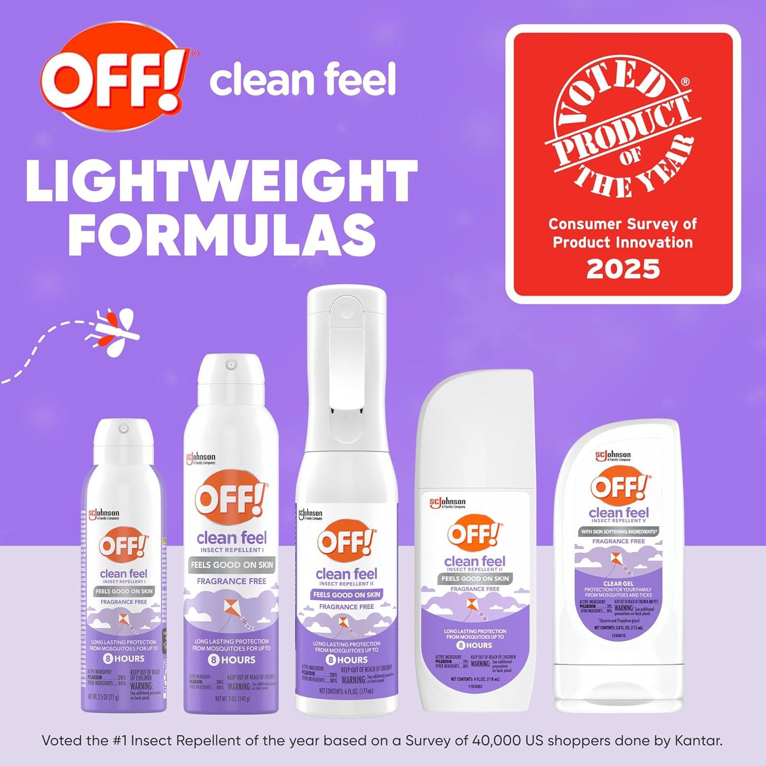 image:imageOFF Clean Feel Insect Repellent Aerosol with 20 Picaridin Bug Spray with Long Lasting Protection from Mosquitoes Feels Good on Skin 5 oz