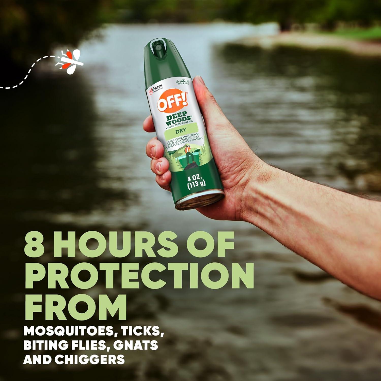 image:imageOFF Deep Woods Insect Repellent Aerosol Dry NonGreasy Formula Bug Spray with Long Lasting Protection from Mosquitoes 4 Oz 2 Count4 Ounce Pack of 1