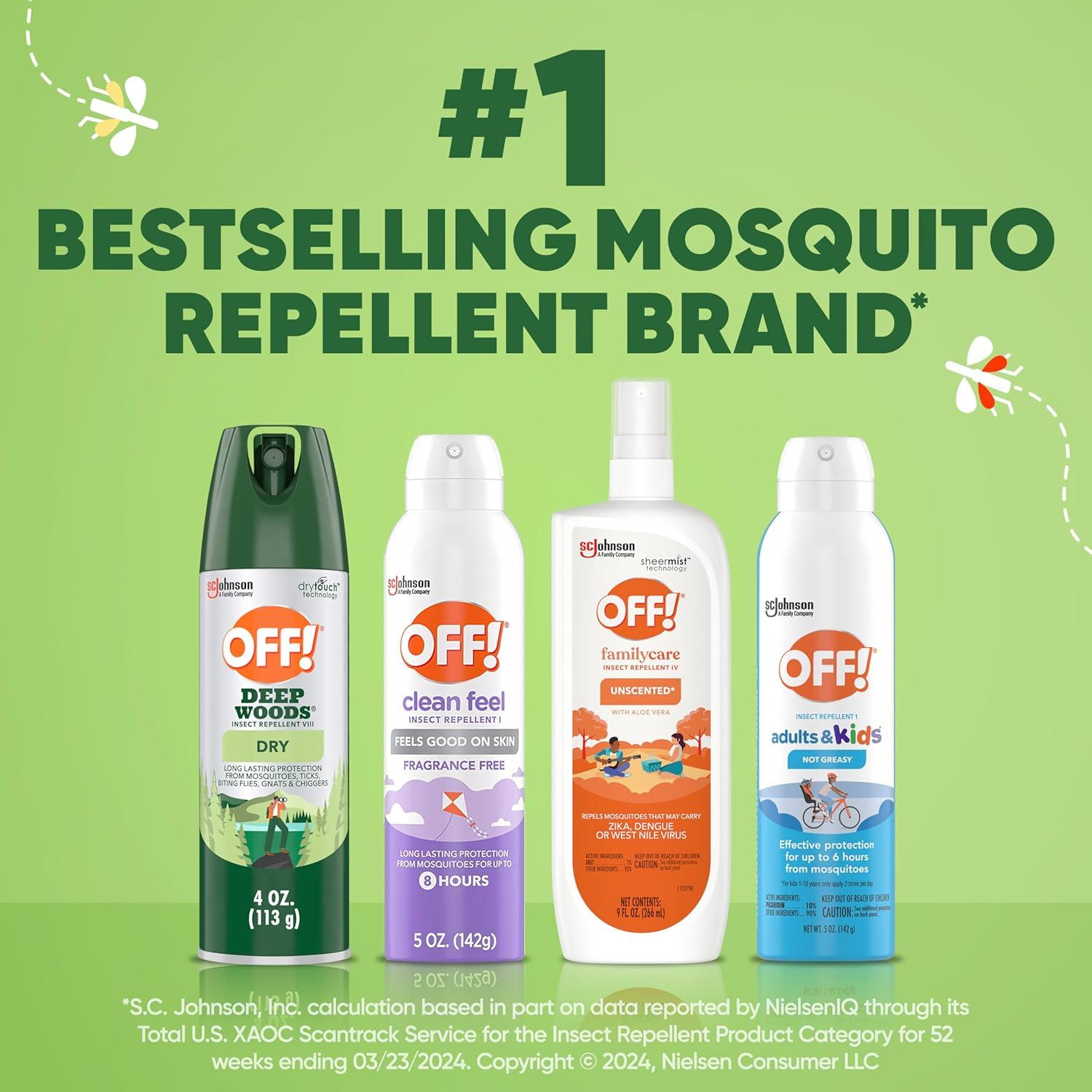 image:imageOFF Deep Woods Insect Repellent Aerosol Dry NonGreasy Formula Bug Spray with Long Lasting Protection from Mosquitoes 4 Oz 2 Count4 Ounce Pack of 1