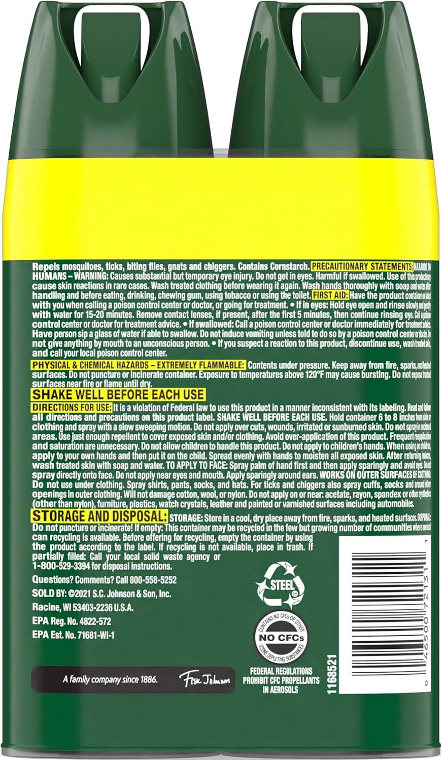 image:imageOFF Deep Woods Insect Repellent Aerosol Dry NonGreasy Formula Bug Spray with Long Lasting Protection from Mosquitoes 4 Oz 2 Count4 Ounce Pack of 2