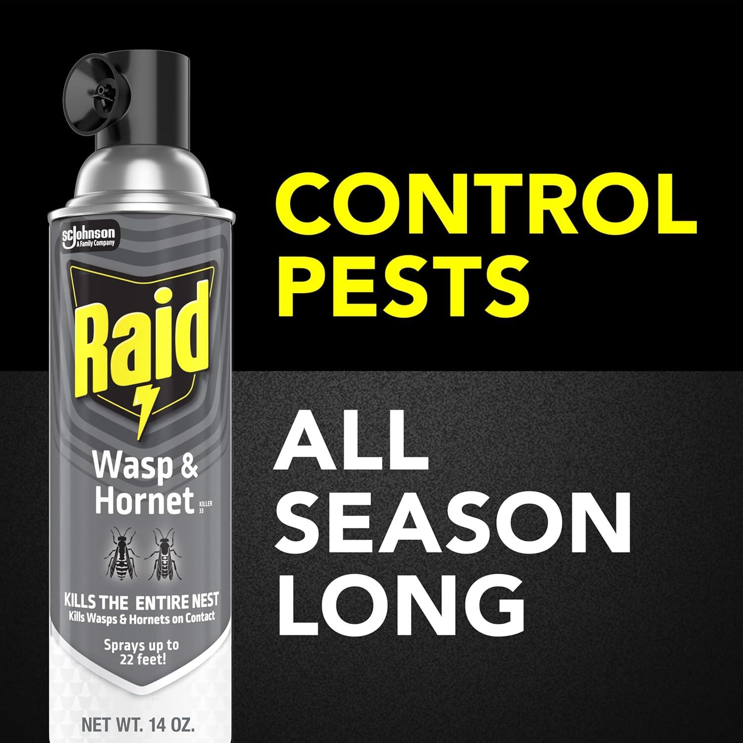 image:imageRaid Wasp amp Hornet Killer Spray Bug Killer Kills the Entire Nest 14 Oz 2 Count14 Fl Oz Pack of 12