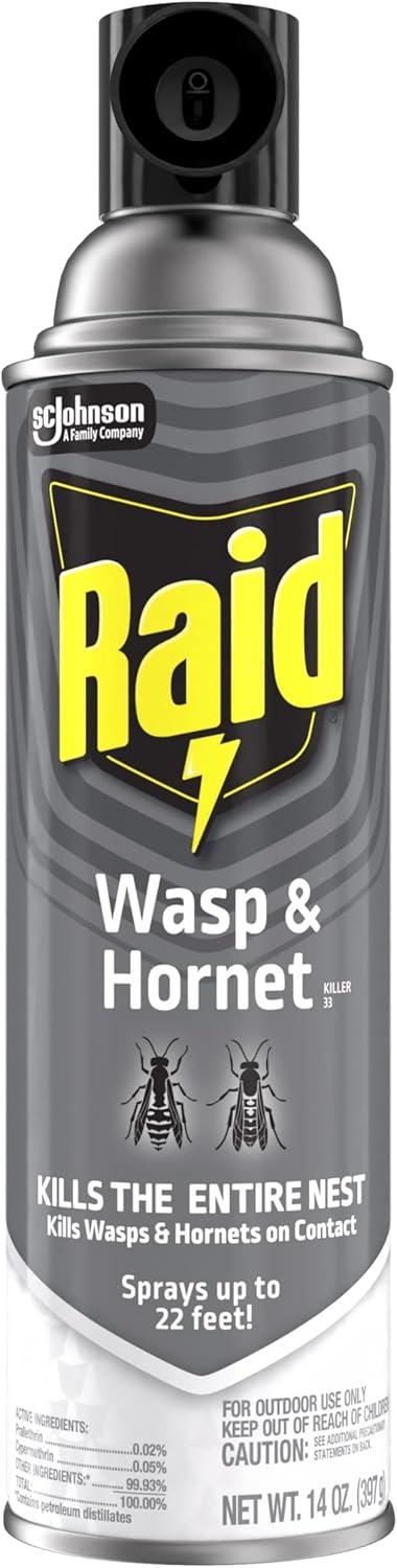image:imageRaid Wasp amp Hornet Killer Spray Bug Killer Kills the Entire Nest 14 Oz 2 Count14 Fl Oz Pack of 12