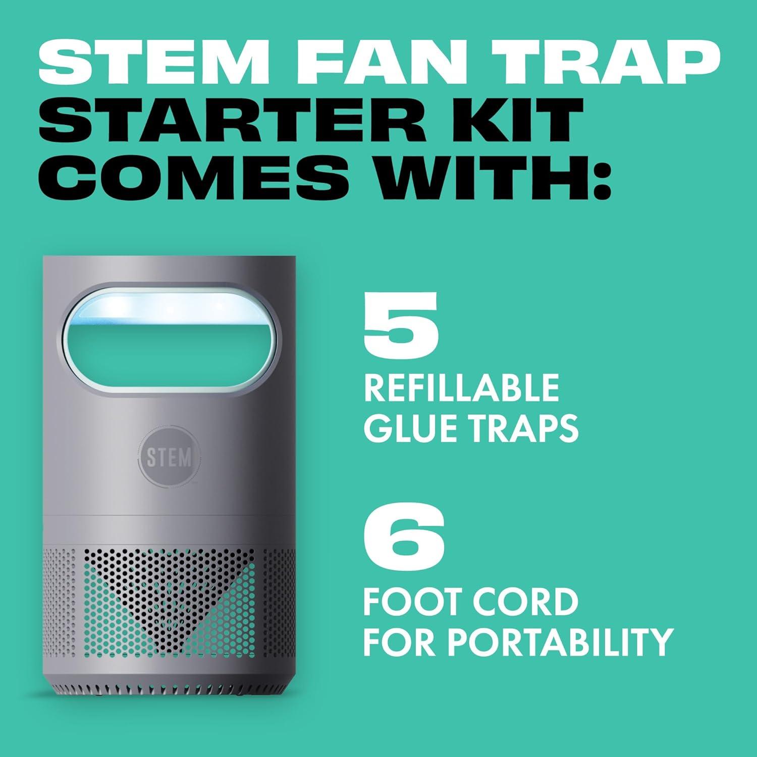 image:imageSTEM Flying Insect Fan Trap for Indoor Bug Control Attracts Mosquitoes Fruit Flies and House Flies Plugin Fan with UV Light Starter Kit Includes 1 Device and 5 Glue Traps1 Device 5 Glue Traps