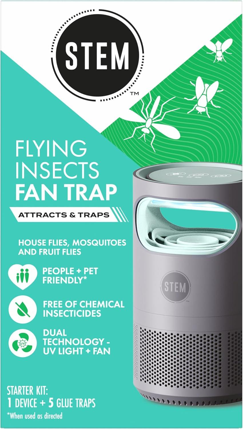image:imageSTEM Flying Insect Fan Trap for Indoor Bug Control Attracts Mosquitoes Fruit Flies and House Flies Plugin Fan with UV Light Starter Kit Includes 1 Device and 5 Glue Traps1 Device 5 Glue Traps