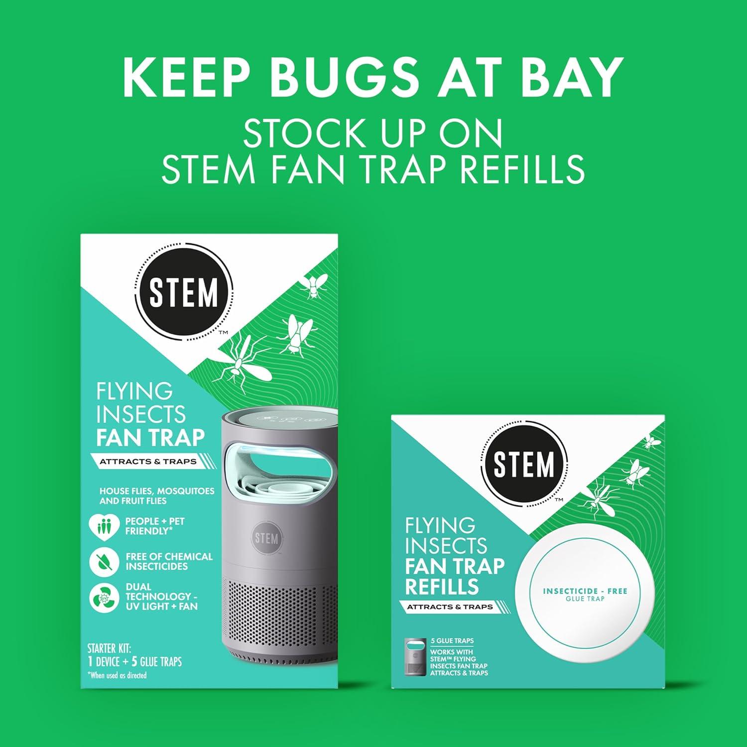 image:imageSTEM Flying Insect Fan Trap for Indoor Bug Control Attracts Mosquitoes Fruit Flies and House Flies Plugin Fan with UV Light Starter Kit Includes 1 Device and 5 Glue Traps2 Devices 10 Glue Traps