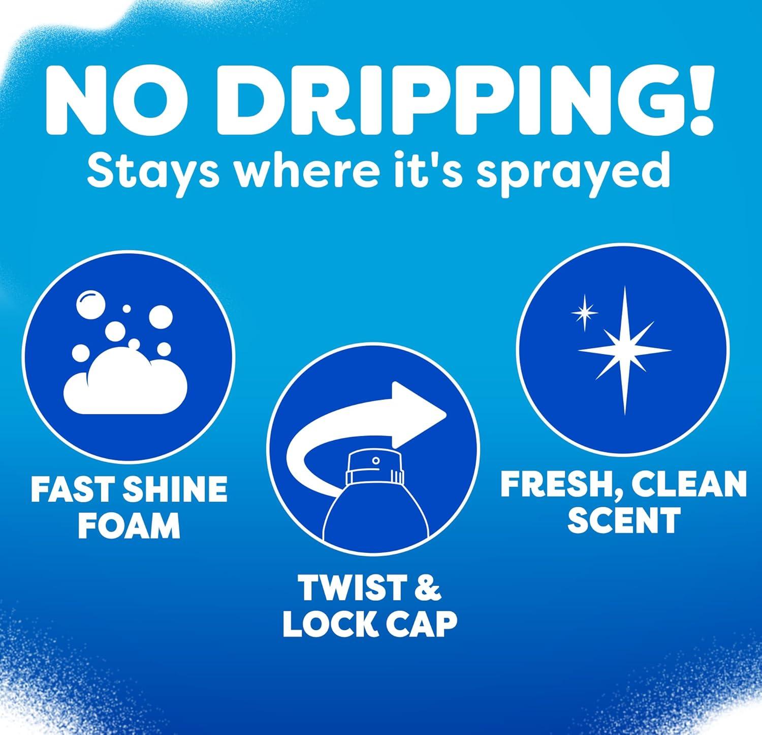 image:imageWindex Fast Shine Foam Glass Cleaner NoDrip Windows Doors Mirrors amp Countertops Aerosol Cleaning Spray StreakFree Shine Removes Fingerprints Dust Dirt Grime amp More 19 oz Pack of 119 Fl Oz Pack of 2