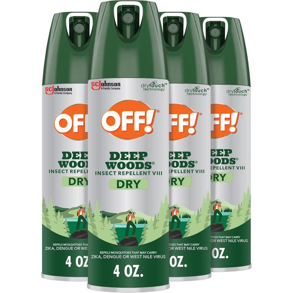 image:imageOFF Deep Woods Insect Repellent Aerosol Dry NonGreasy Formula Bug Spray with Long Lasting Protection from Mosquitoes 4 Oz 2 Count4 Ounce Pack of 4