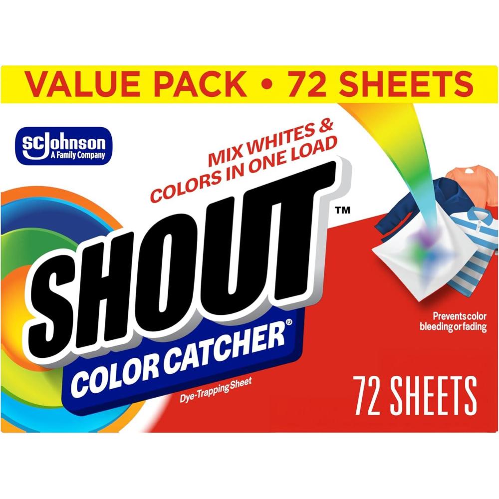 image:imageShout Color Catchers for Laundry Allow Mixed Washes Prevents Color Runs and Maintains Original Clothing 72 Count72 Count Pack of 1