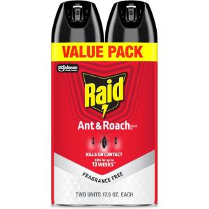 Raid Ant & Roach Killer 26, Fragrance Free Bug Killer for Home Use, Kills Bugs on Contact, 17.5 Oz, 2 Count(17.5 Ounce (Pack of 2))