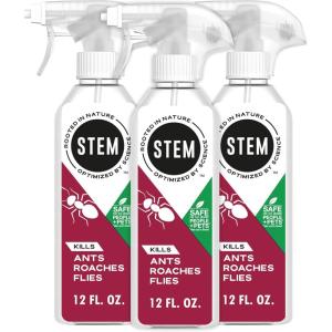 STEM Kills Ants, Roaches and Flies: Plant-Based Active Ingredient Bug Spray, Botanical Insecticide for Indoor and Outdoor Use; 12 fl oz (Pack of 1)(12 Fl Oz (Pack of 3))