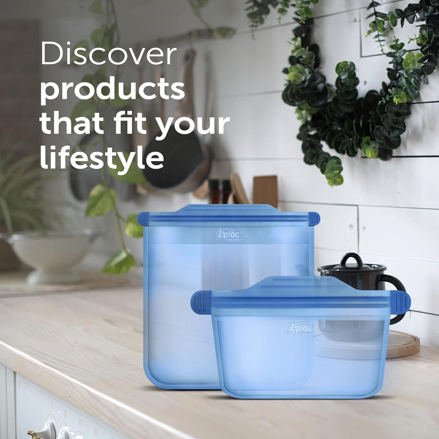 image:imageZiploc Endurables Small Medium and Large Pouch Reusable Silicone Bags and Food Storage Meal Prep Containers for Freezer Oven and Microwave Dishwasher SafeMedium Pouch Pack of 2