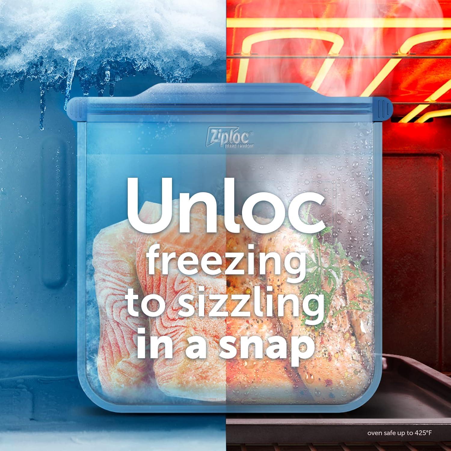 image:imageZiploc Endurables Small Medium and Large Pouch Reusable Silicone Bags and Food Storage Meal Prep Containers for Freezer Oven and Microwave Dishwasher SafeMedium Pouch Pack of 2