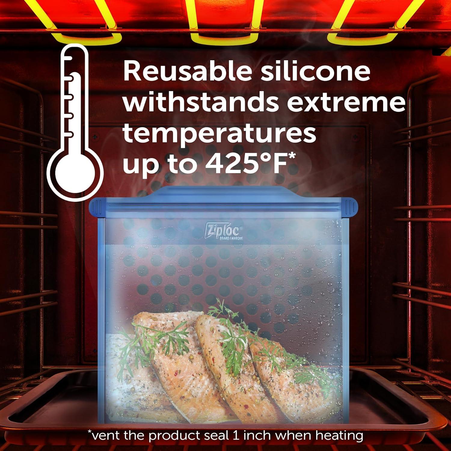image:imageZiploc Endurables Small Medium and Large Pouch Reusable Silicone Bags and Food Storage Meal Prep Containers for Freezer Oven and Microwave Dishwasher SafeMedium Pouch Pack of 2