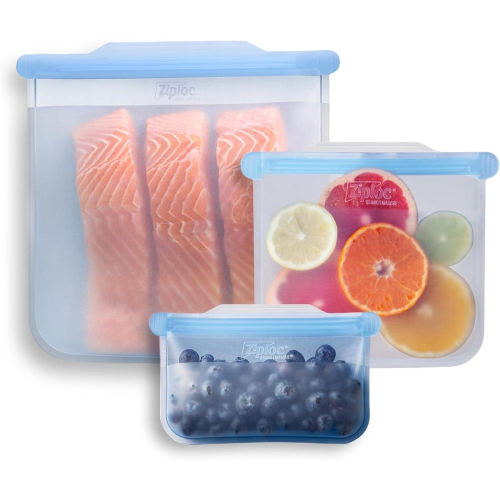 image:imageZiploc Endurables Small Medium and Large Pouch Reusable Silicone Bags and Food Storage Meal Prep Containers for Freezer Oven and Microwave Dishwasher SafeVariety Pack SmallMediumLarge  Pack of 3