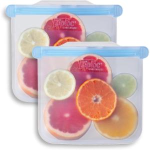 Ziploc Endurables Small, Medium, and Large Pouch, Reusable Silicone Bags and Food Storage Meal Prep Containers for Freezer, Oven, and Microwave, Dishwasher Safe(Medium Pouch (Pack of 2))